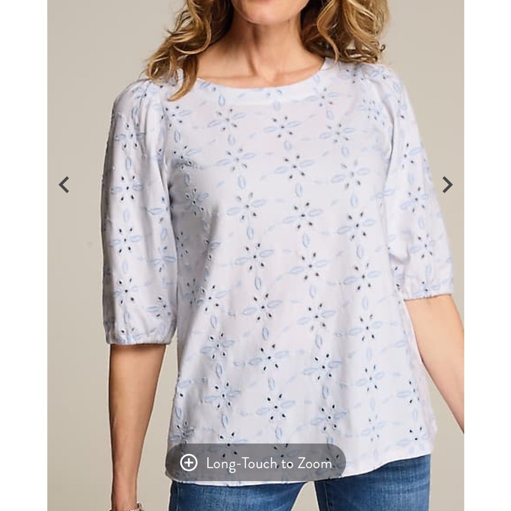 J. Jill Contrasting-Eyelet Knit Top